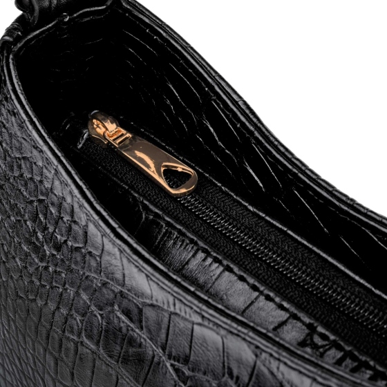 کیف دستی زنانه لانوین دسته جگوار مشکی کروکودیل