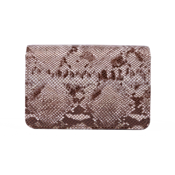 کیف دوشی چرم طبیعی طرح آمبر پوست ماری قهوه‌ای زنانه - کراس بادی چرم