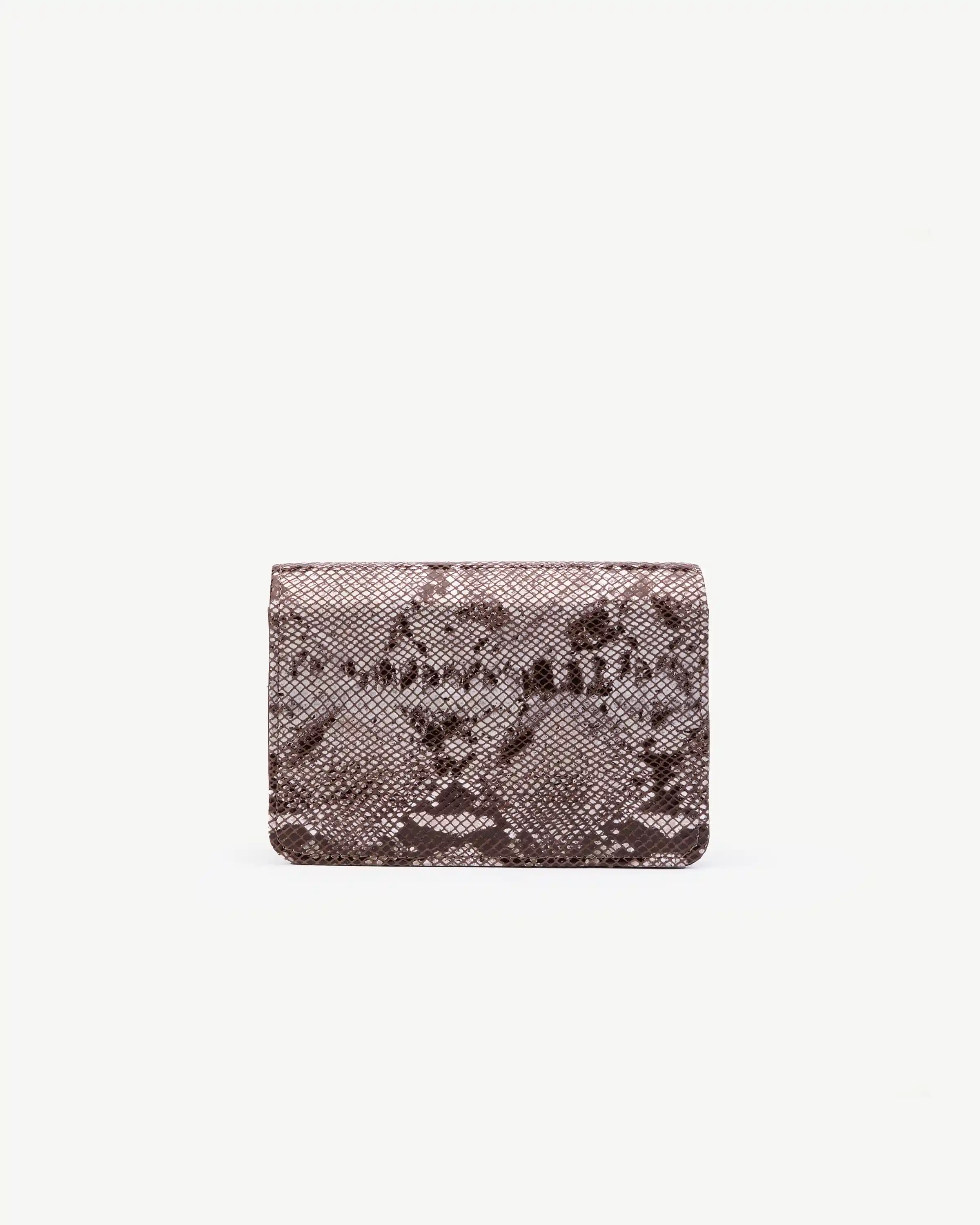 کیف دوشی چرم طبیعی طرح آمبر پوست ماری قهوه‌ای زنانه - کراس بادی چرم