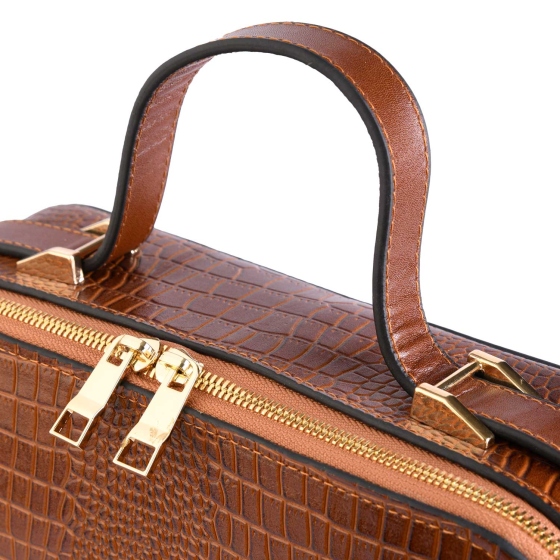کیف دستی چرم طبیعی مدل تینا عسلی کروکودیل زنانه