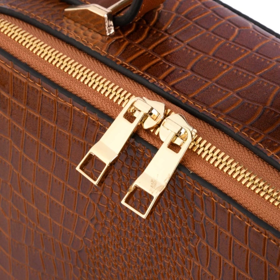 کیف دستی چرم طبیعی مدل تینا عسلی کروکودیل زنانه