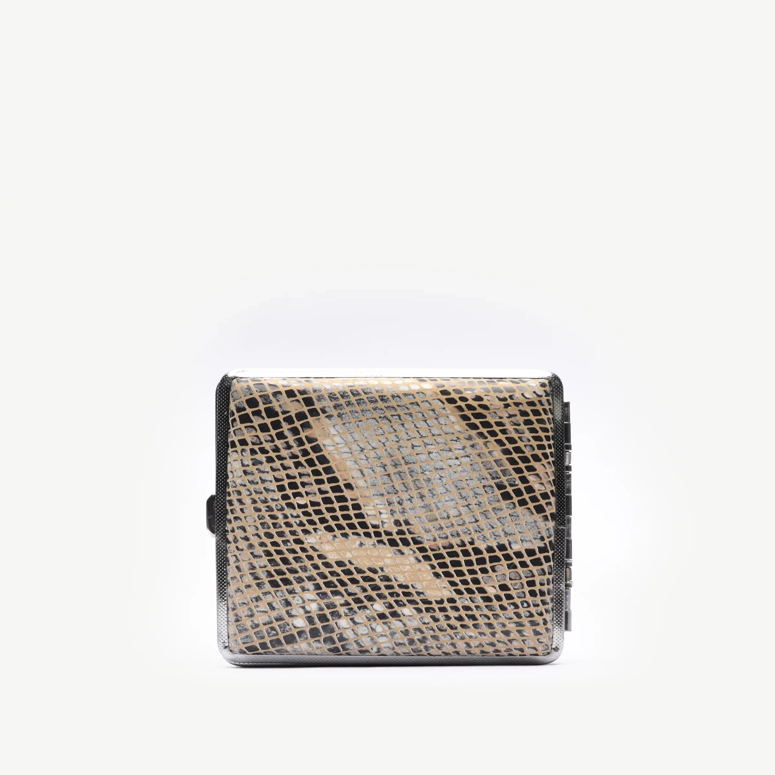 جعبه سیگار چرم طبیعی کرم پوست‌ماری