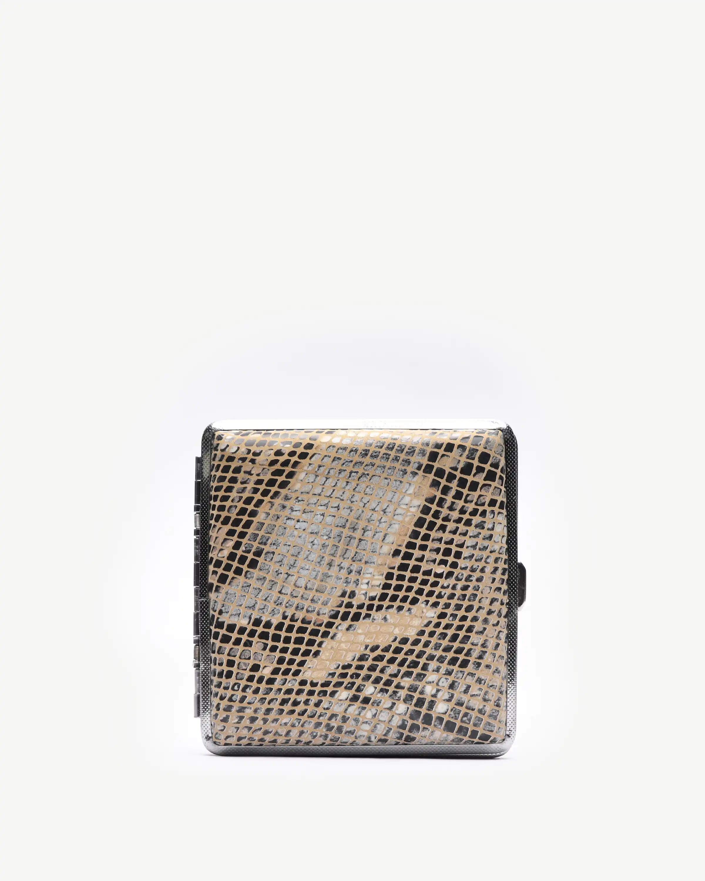 جعبه سیگار چرم طبیعی کرم پوست‌ماری