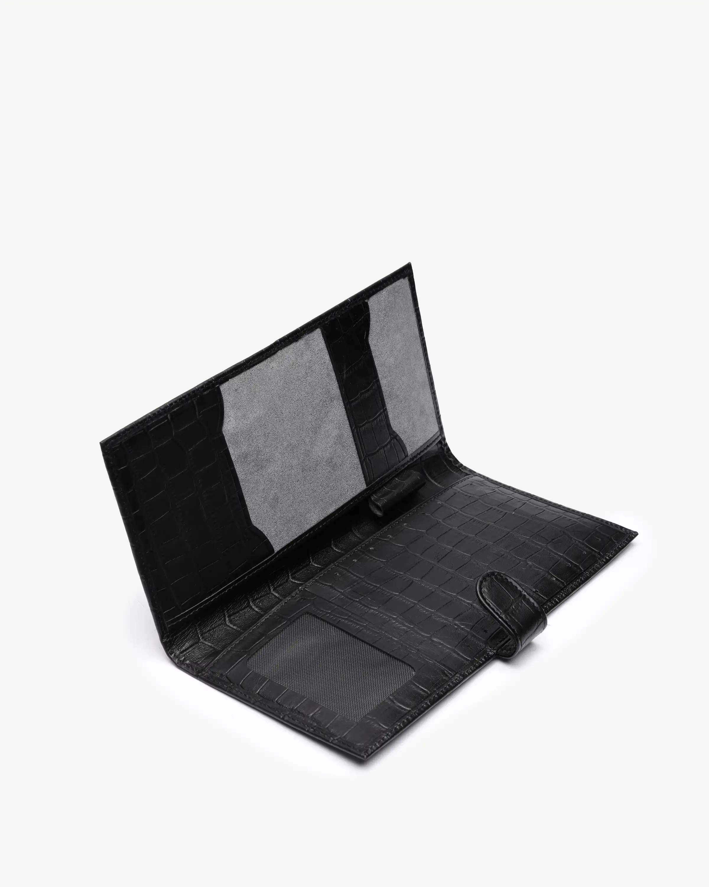 کیف دسته چک چرم طبیعی مشکی کروکودیل