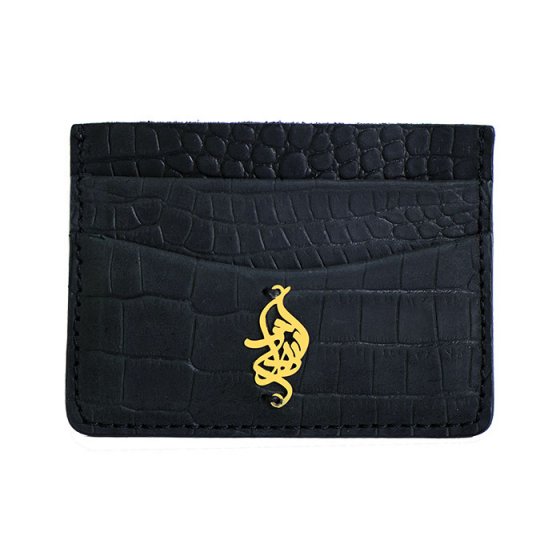 کیف کارت چرم با پلاک طلا اسم شهداد