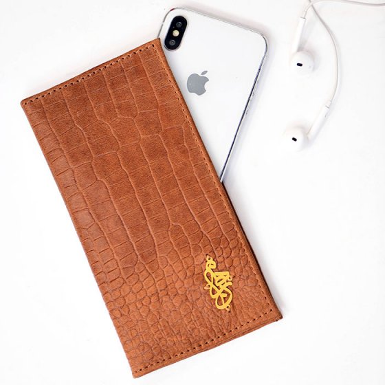 کیف پول کتی چرم با پلاک اسم ماهان