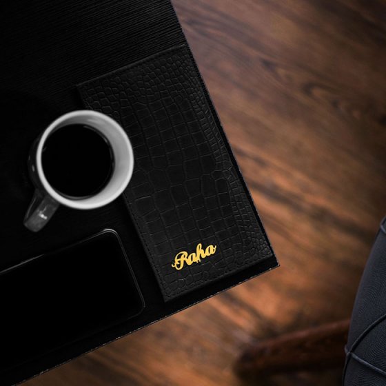 کیف پول کتی چرم با پلاک اسم رها