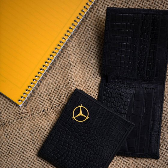 کیف جیبی طلا چرم لوگو بنز