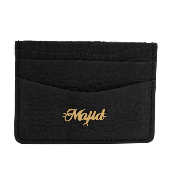 کیف کارت چرم با پلاک طلا اسم مجید