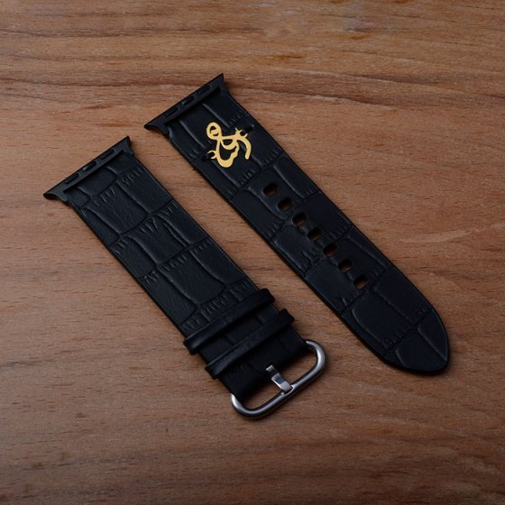 بند اپل واچ طلا چرم اسم ساسان