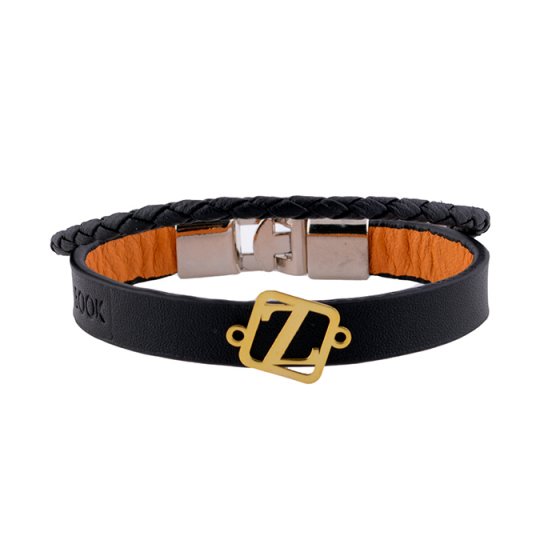دستبند طلا چرم با پلاک حرف Z