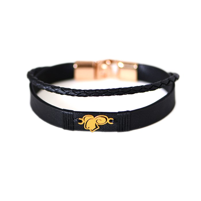 دستبند طلا چرم با نماد ماه فروردین