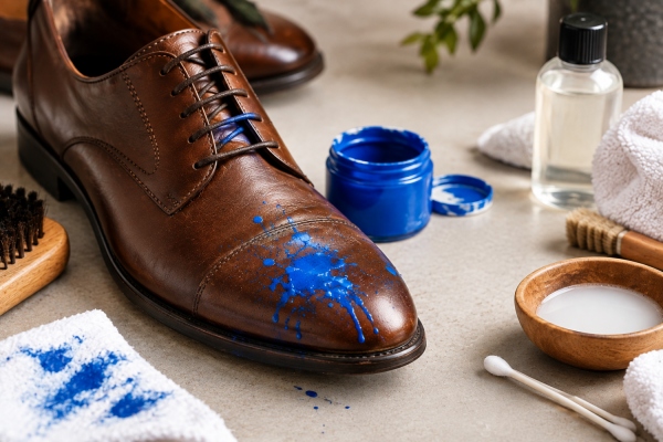 چگونه رنگ را از روی کفش چرم پاک کنیم؟